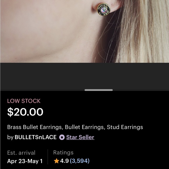 3/$12 Brass and Black 9mm Earrings - Picture 2 of 2